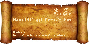 Meszlényi Erzsébet névjegykártya